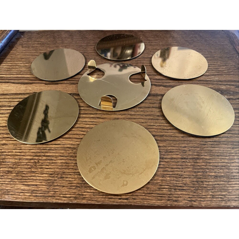 IKEA Glattis 3" Coasters with Holder Brass Gold Metal Color 6 Pack